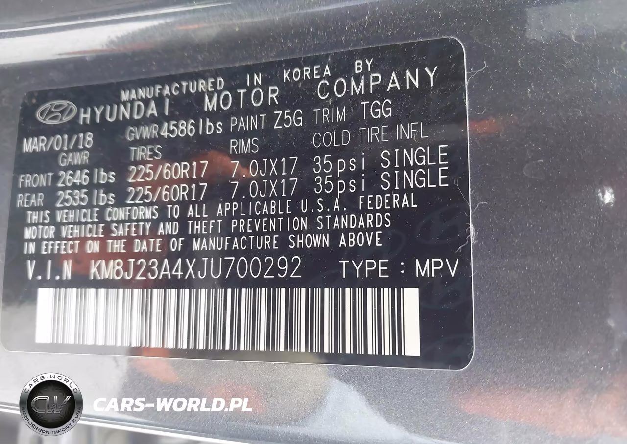 2018 Hyundai Tucson Se VIN:KM8J23A4XJU700292 - 9