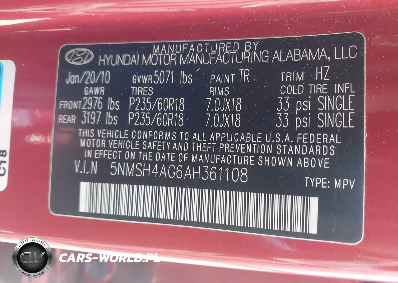 2010 Hyundai Santa Fe Se VIN:5NMSH4AG6AH361108 - 9