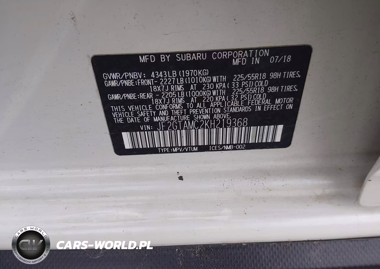 2019 Subaru Crosstrek 2.0I Limited VIN:JF2GTAMC2KH219368 - 9