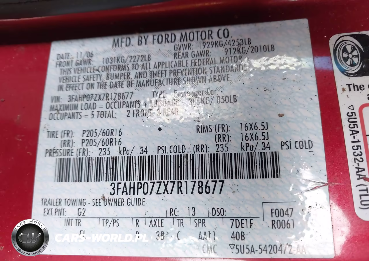 2007 Ford Fusion Se VIN:3FAHP07ZX7R178677 - 9