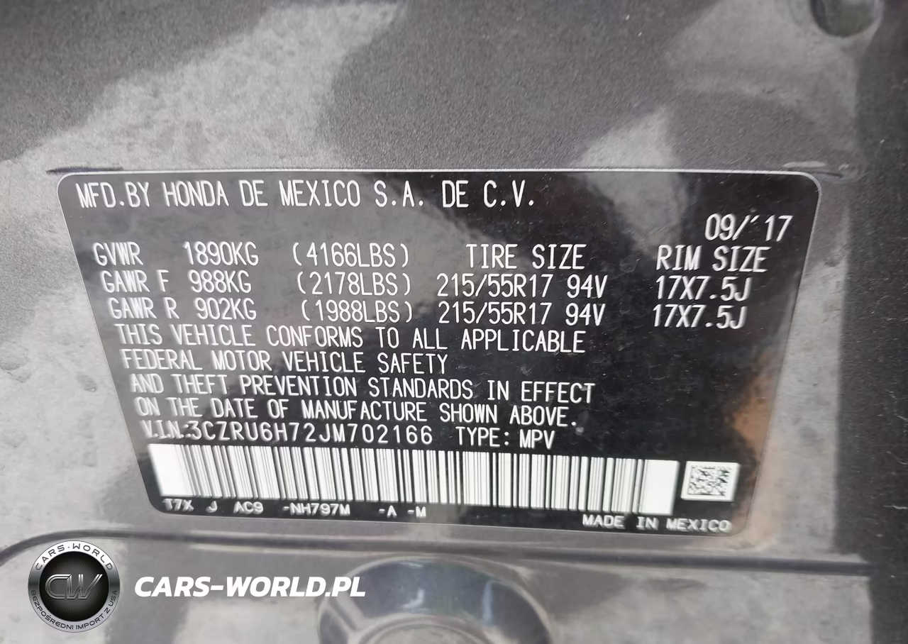 2018 Honda Hr-V Ex-L VIN:3CZRU6H72JM702166 - 9