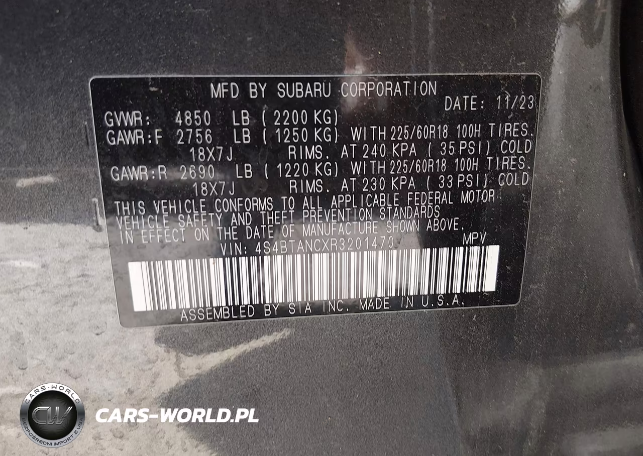 2024 Subaru Outback Limited VIN:4S4BTANCXR3201470 - 9