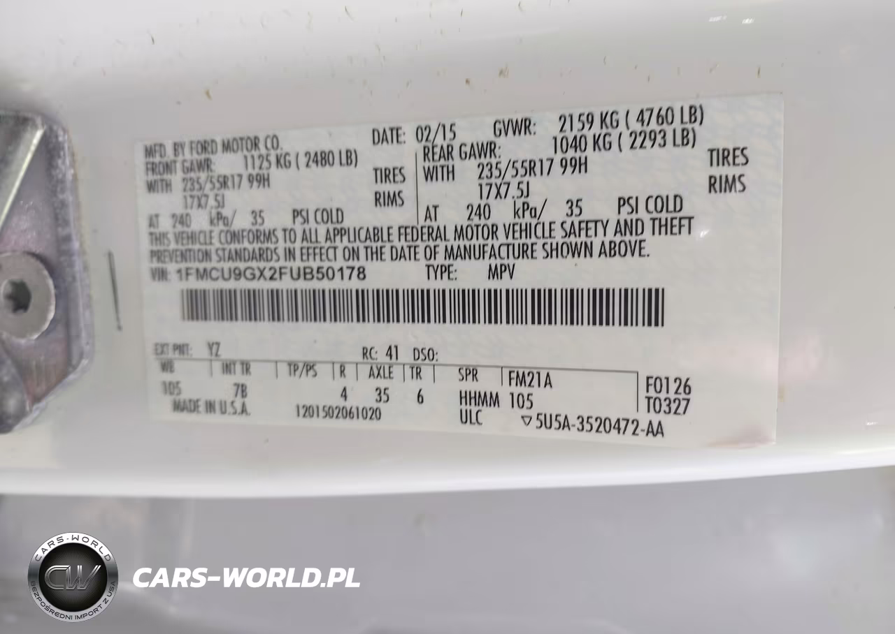2015 Ford Escape Se VIN:1FMCU9GX2FUB50178 - 9