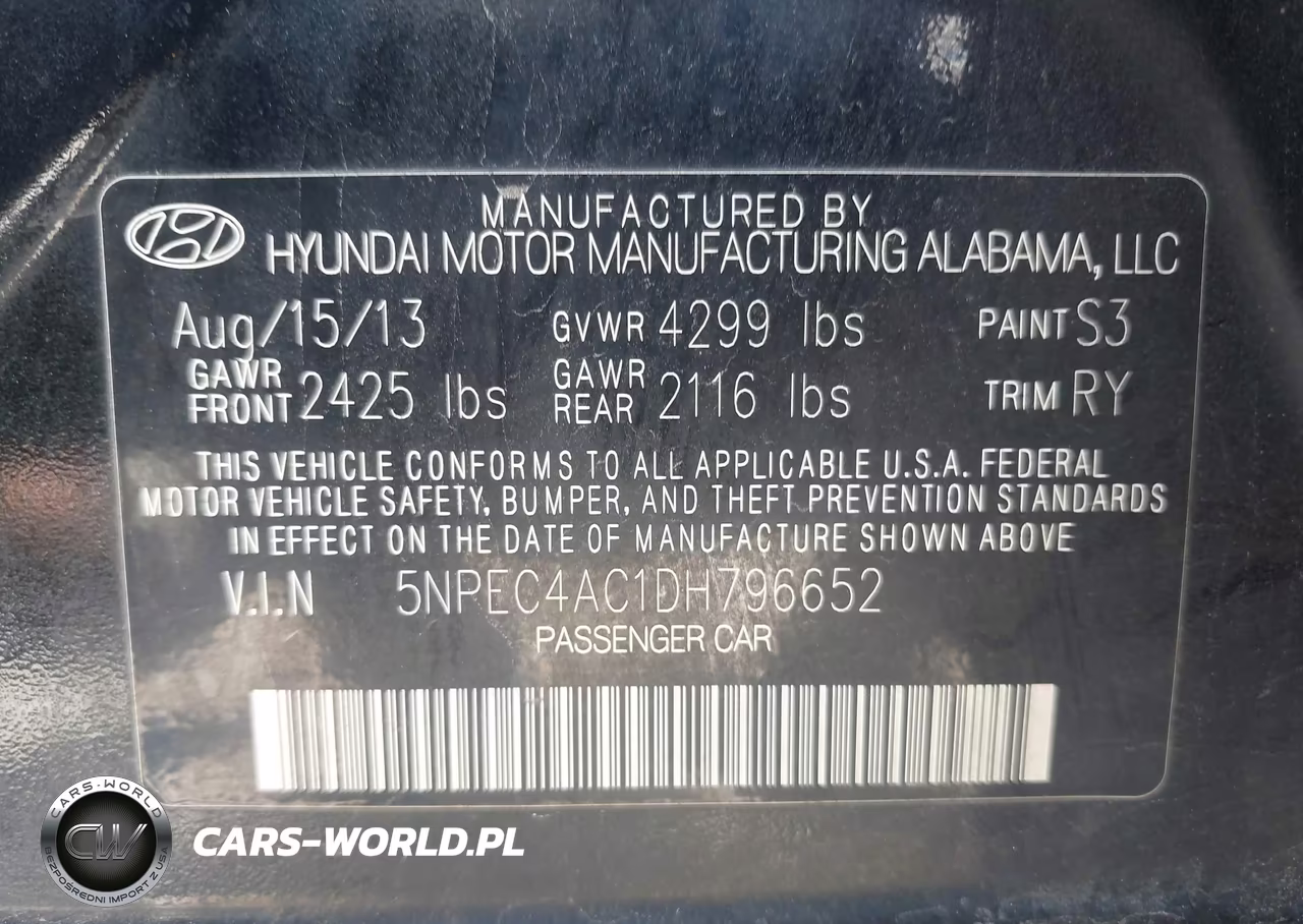2013 Hyundai Sonata Limited VIN:5NPEC4AC1DH796652 - 9