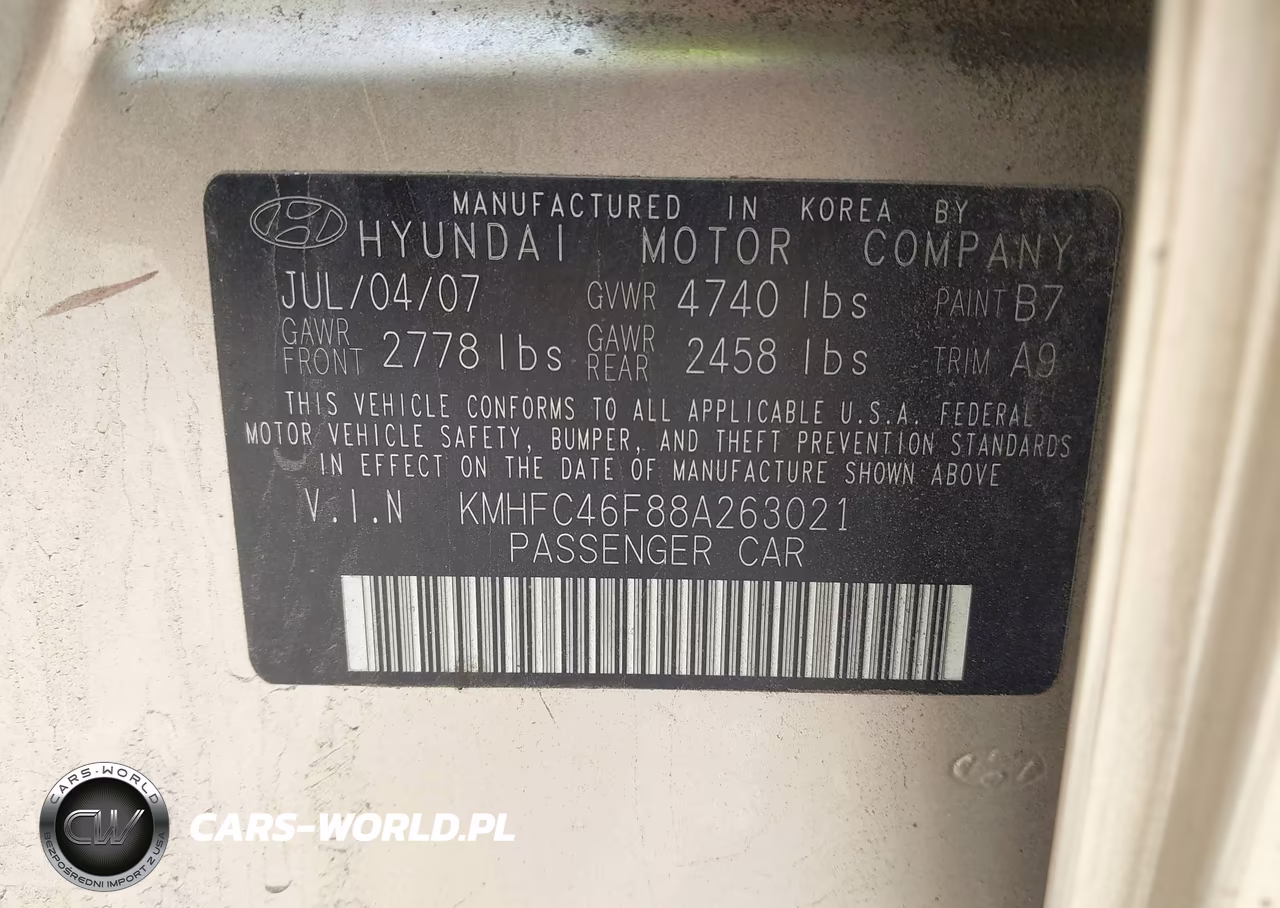2008 Hyundai Azera Limited VIN:KMHFC46F88A263021 - 9