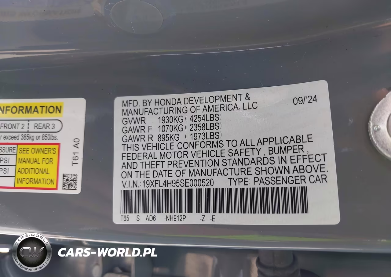 2025 Honda Civic Hybrid Sport Touring VIN:19XFL4H95SE000520 - 9