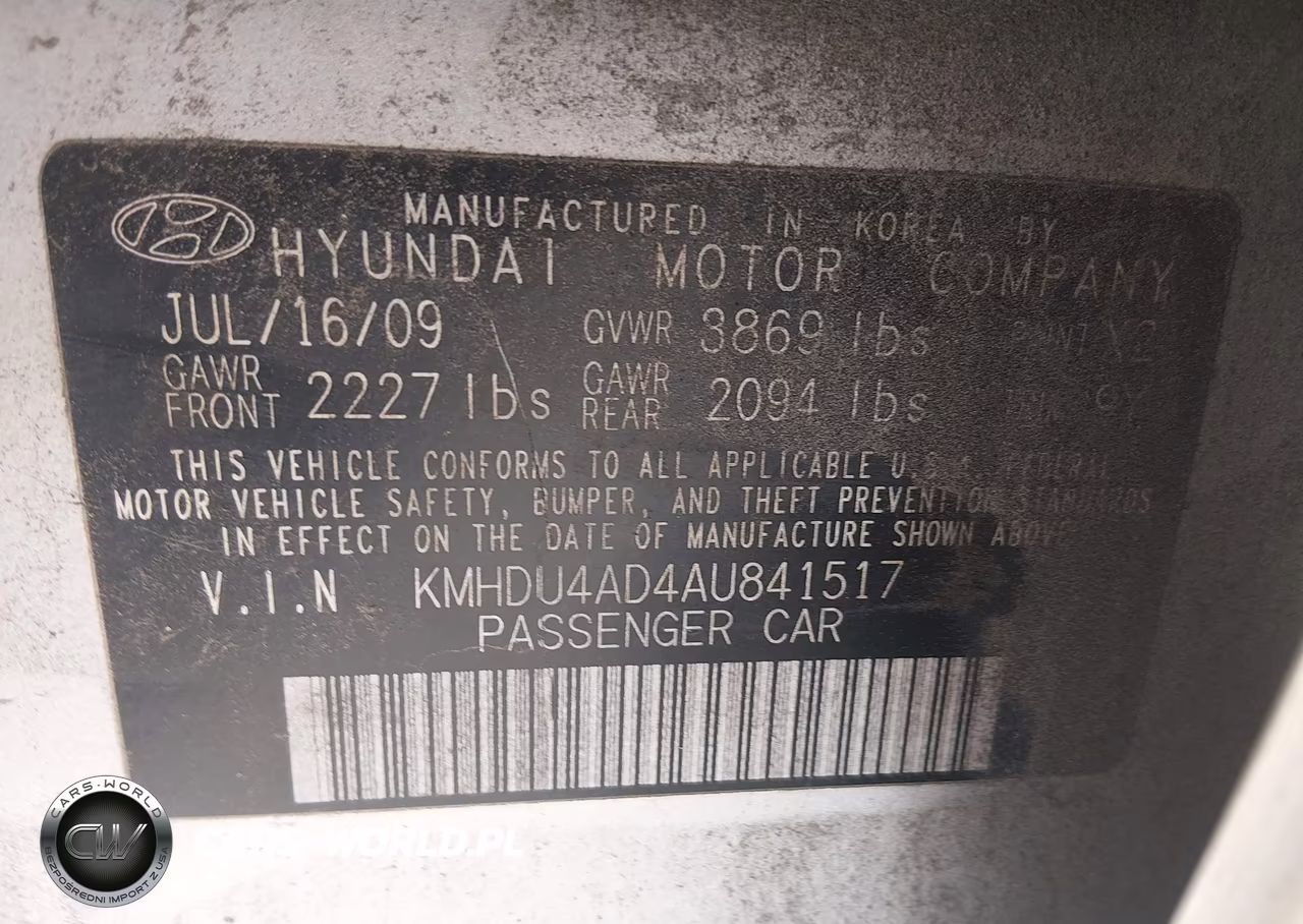 2010 Hyundai Elantra Gls VIN:KMHDU4AD4AU841517 - 9