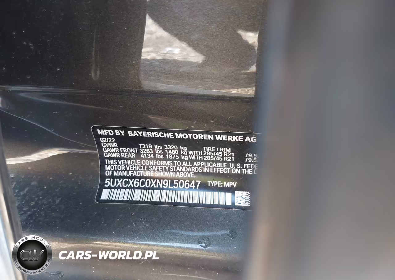 2022 BMW X7 M50I VIN:5UXCX6C0XN9L50647 - 9