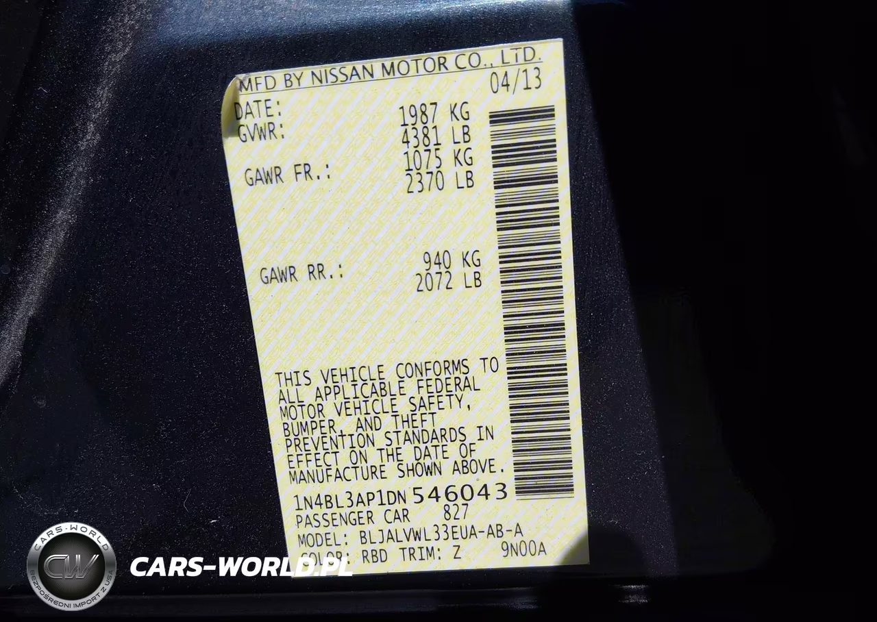 2013 Nissan Altima 3.5 Sl VIN:1N4BL3AP1DN546043 - 9