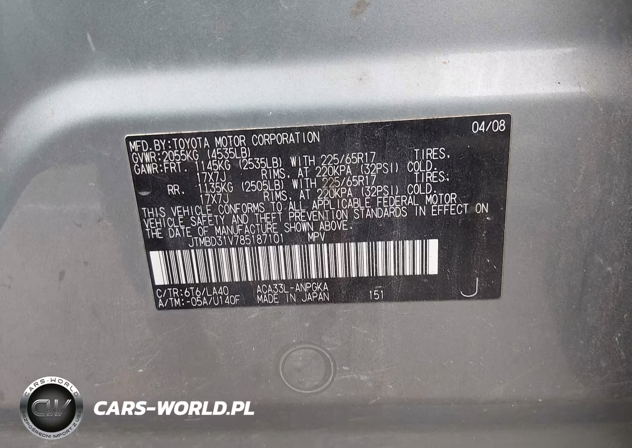 2008 Toyota Rav4 Limited VIN:JTMBD31V785187101 - 9