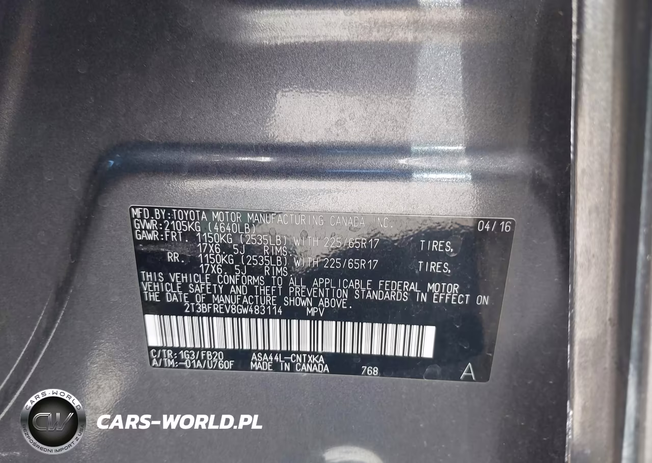 2016 Toyota Rav4 Le VIN:2T3BFREV8GW483114 - 9