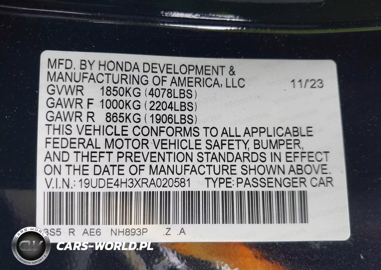 ACURA INTEGRA A- VIN:19UDE4H3XRA020581 - 9
