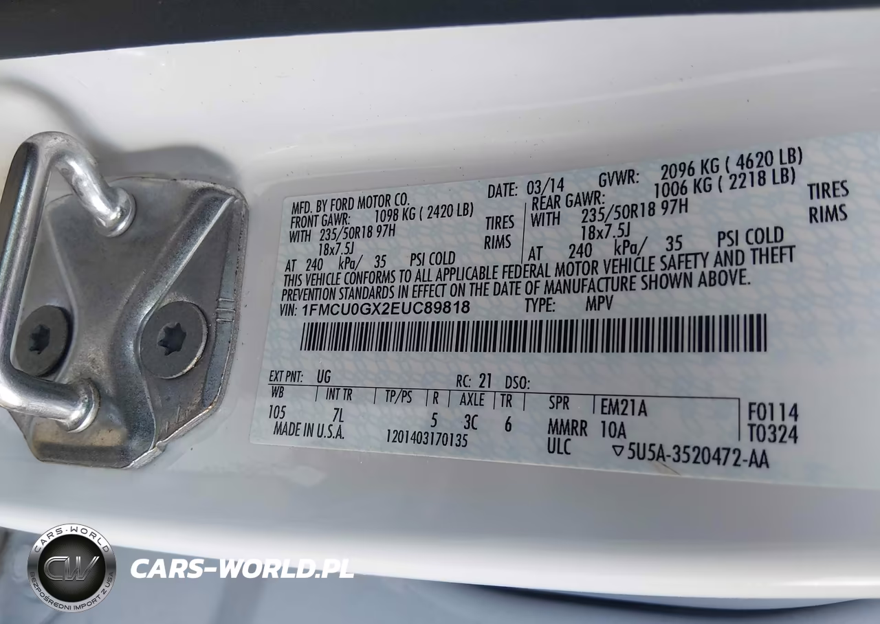 2014 Ford Escape Se VIN:1FMCU0GX2EUC89818 - 9