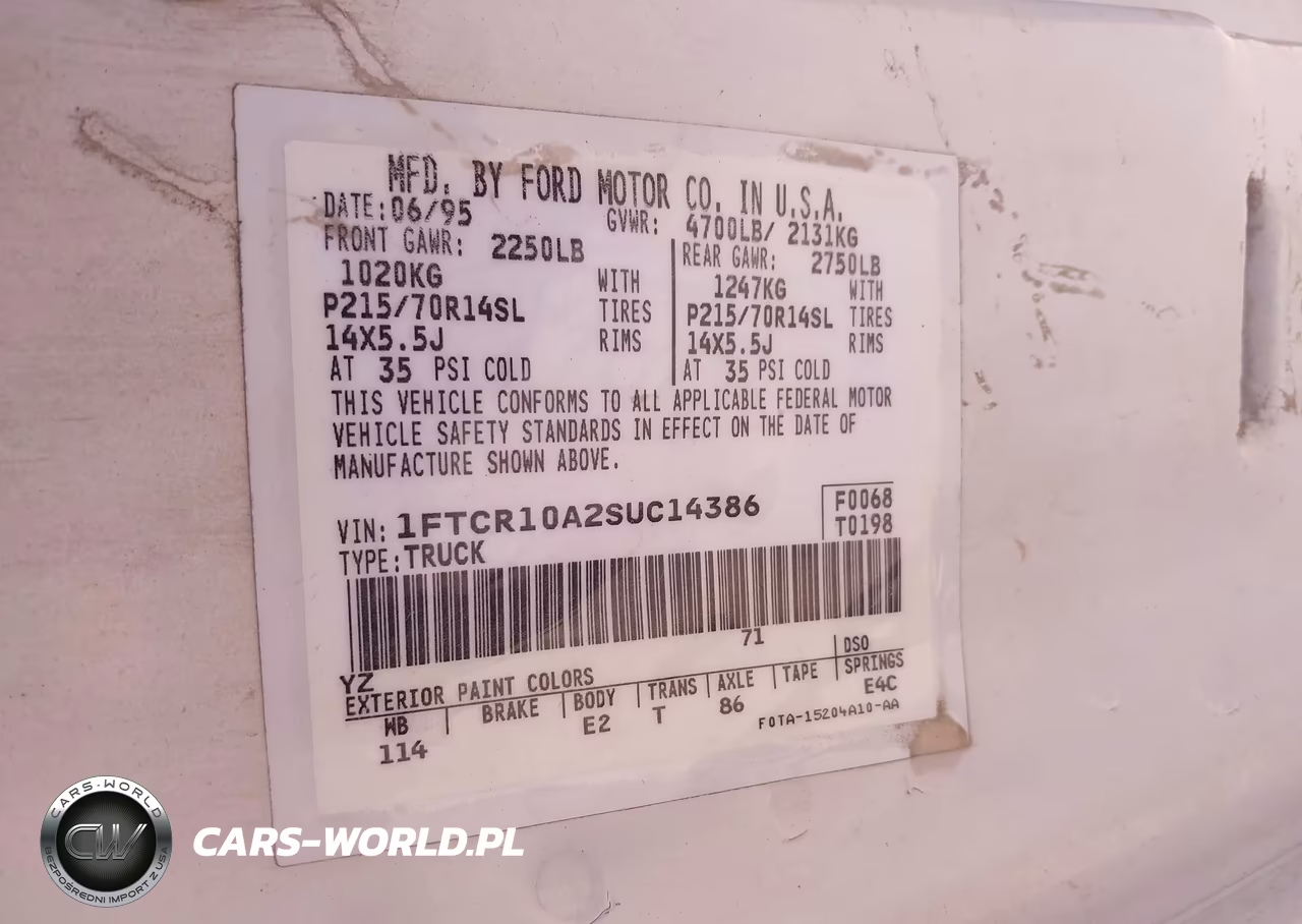 1995 Ford Ranger VIN:1FTCR10A2SUC14386 - 9
