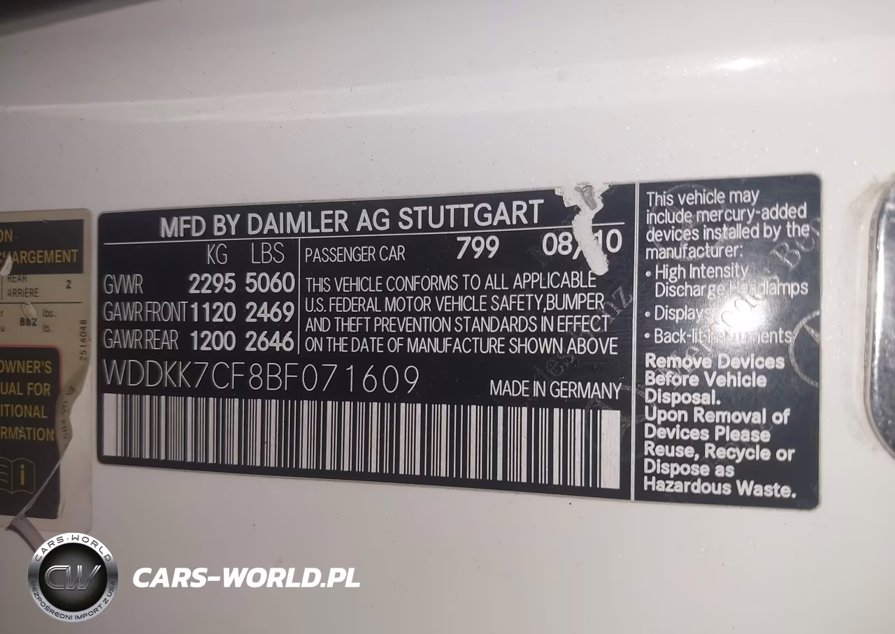 2011 Mercedes-Benz E 550 VIN:WDDKK7CF8BF071609 - 9