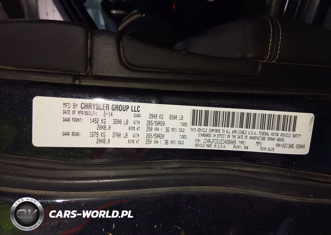 2014 Jeep Grand Cherokee Overland VIN:1C4RJFCG1EC426009 - 9