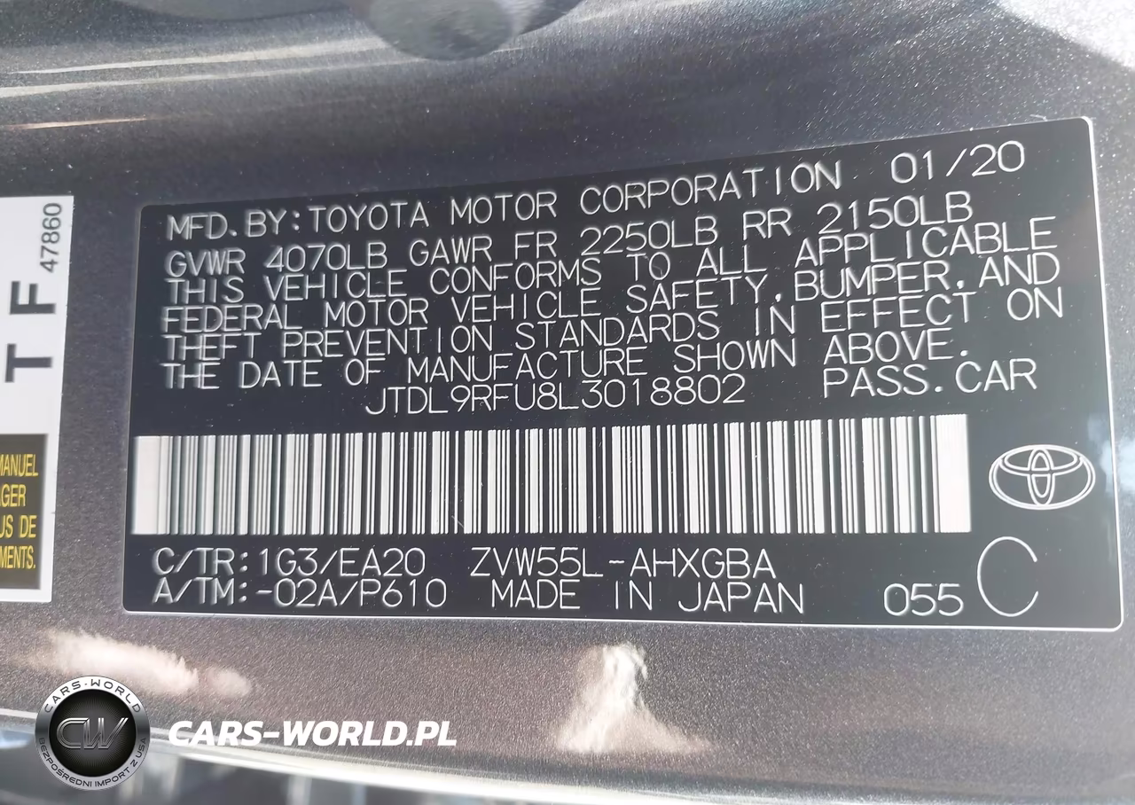TOYOTA PRIUS LE VIN:JTDL9RFU8L3018802 - 9