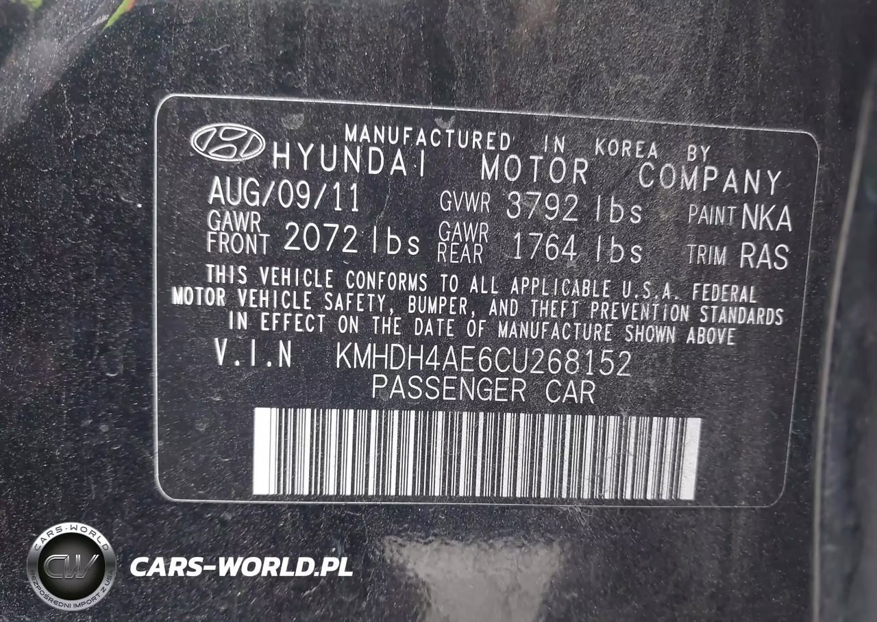 2012 Hyundai Elantra Gls (Ulsan Plant) VIN:KMHDH4AE6CU268152 - 9