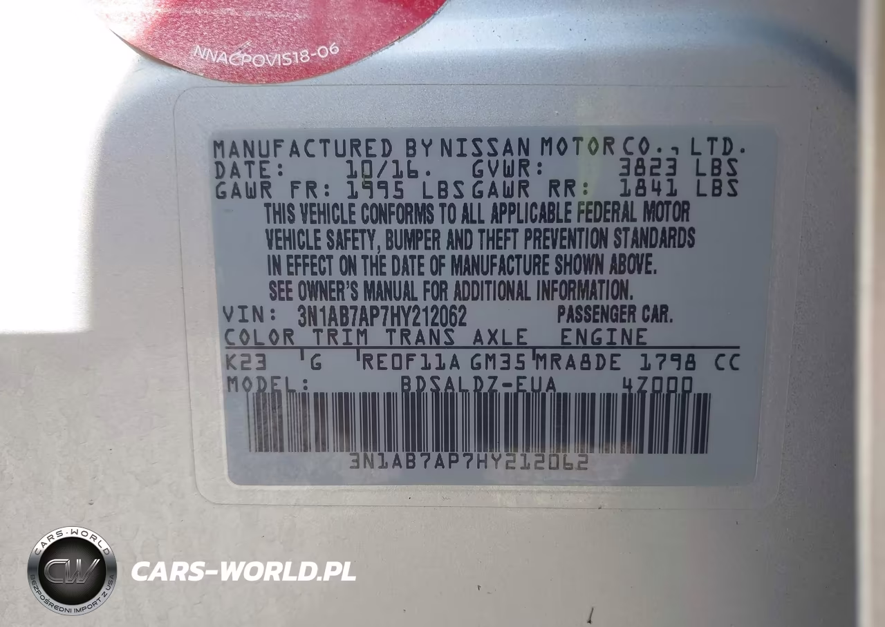 2017 Nissan Sentra Sv VIN:3N1AB7AP7HY212062 - 9