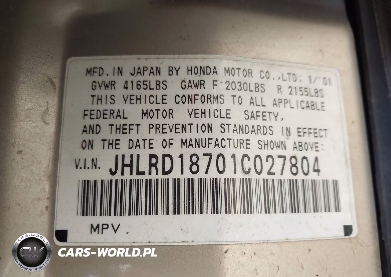 2001 Honda Cr-V Special Edition VIN:JHLRD18701C027804 - 9