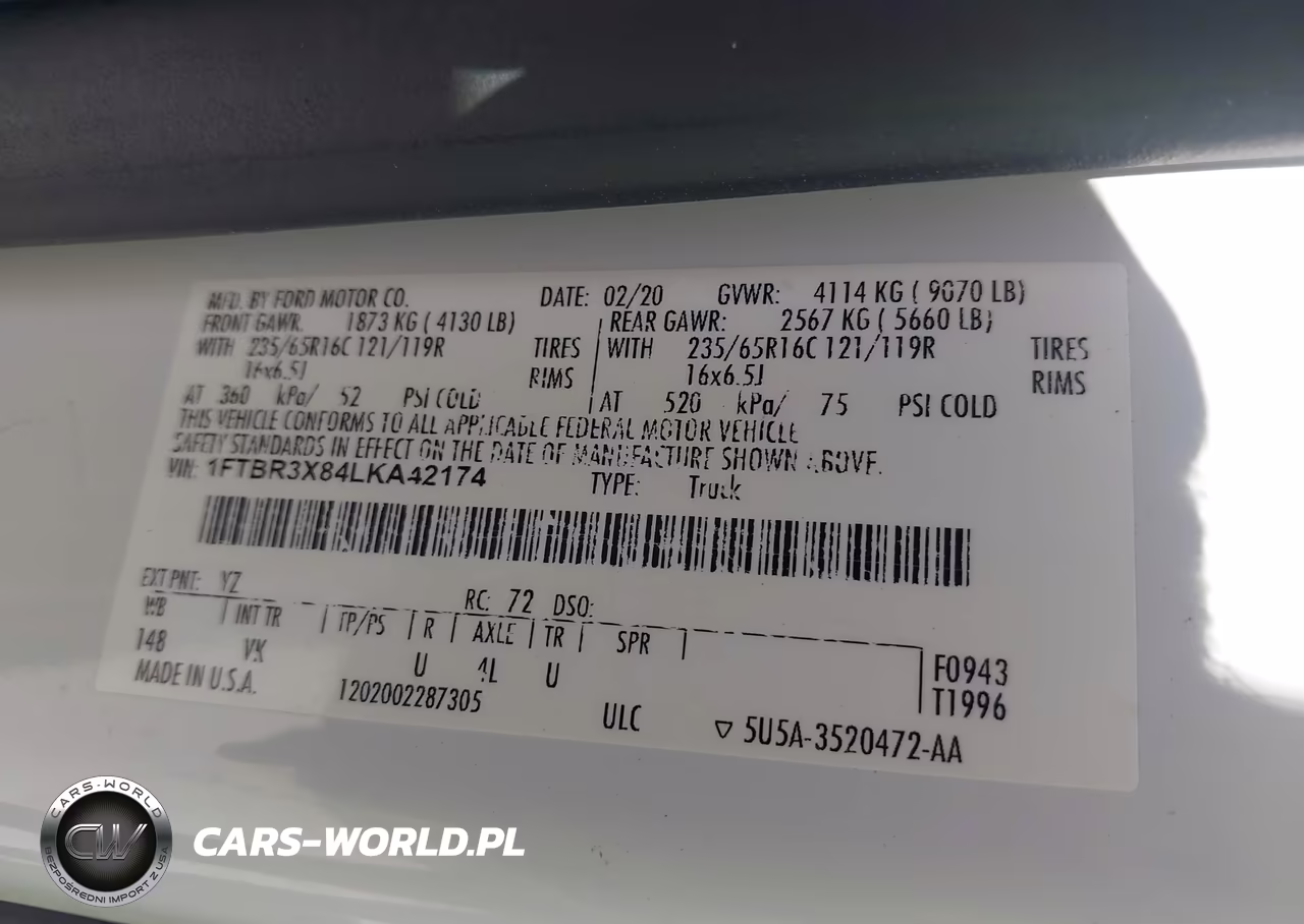 2020 Ford Transit-250 Cargo Van VIN:1FTBR3X84LKA42174 - 9