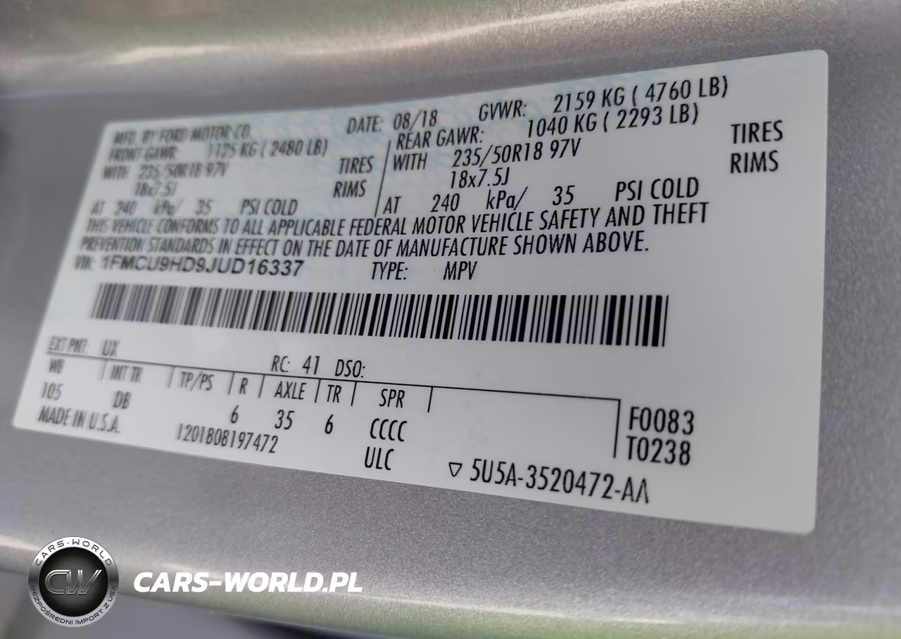 2018 Ford Escape Sel VIN:1FMCU9HD9JUD16337 - 9