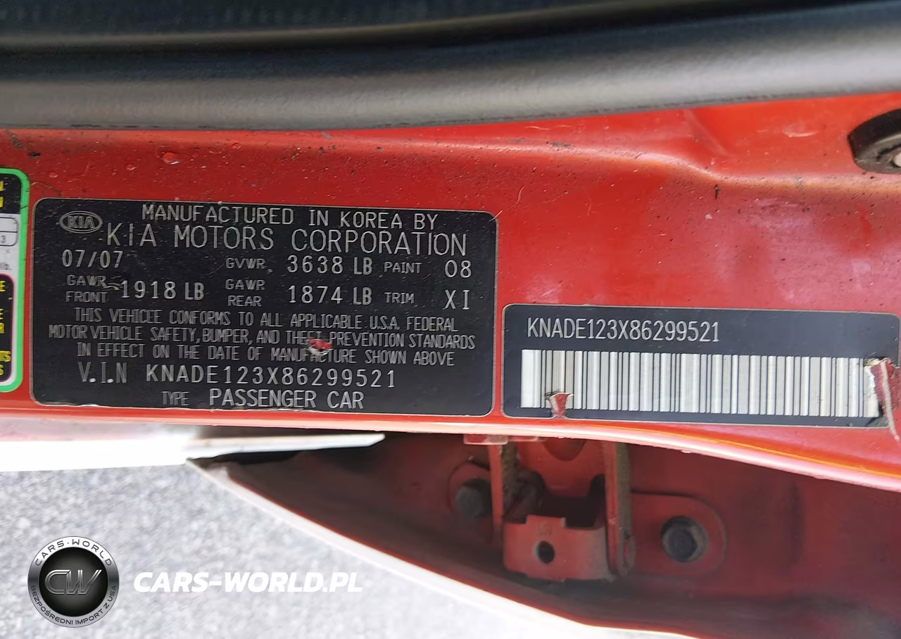 2008 Kia Rio Lx VIN:KNADE123X86299521 - 9