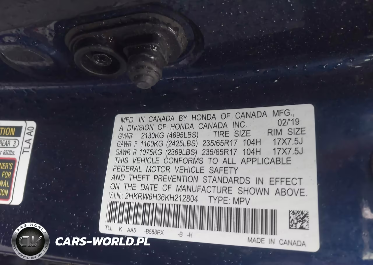 2019 Honda Cr-V Lx VIN:2HKRW6H36KH212804 - 9