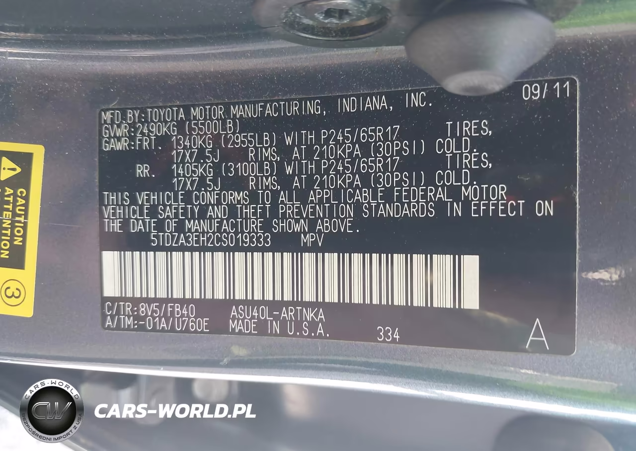 2012 Toyota Highlander VIN:5TDZA3EH2CS019333 - 9