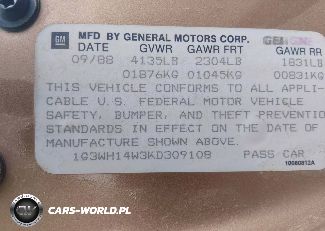 1989 Oldsmobile Cutlass Supreme VIN:1G3WH14W3KD309108 - 9