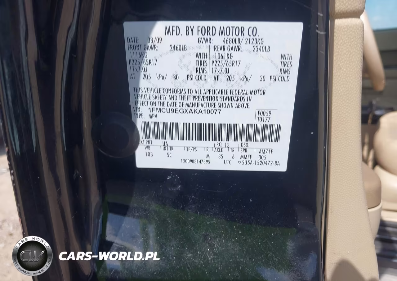 2010 Ford Escape Limited VIN:1FMCU9EGXAKA10077 - 9