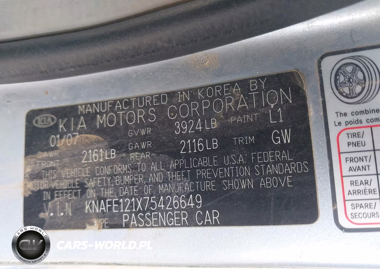 2007 Kia Spectra Ex VIN:KNAFE121X75426649 - 9