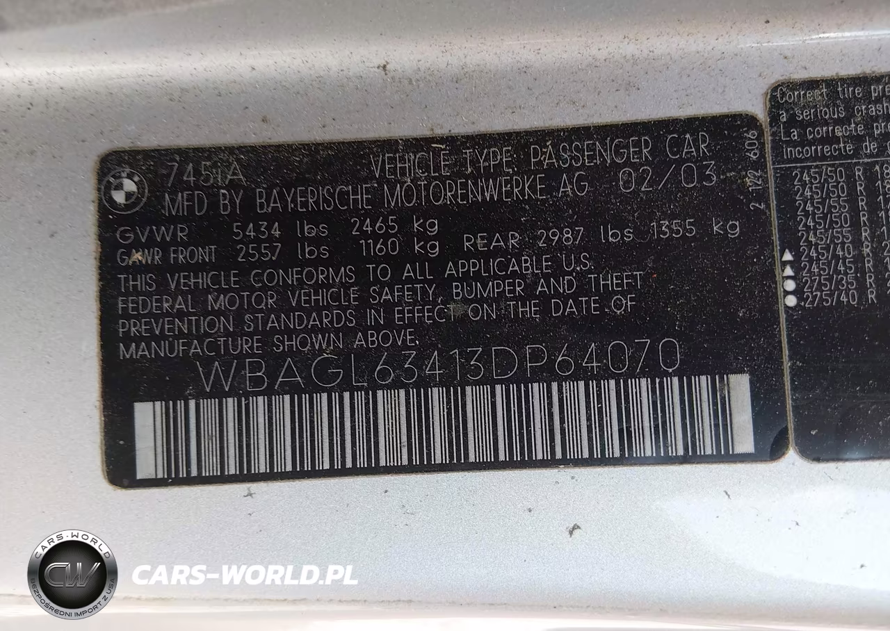 2003 BMW 7 Series 745I VIN:WBAGL63413DP64070 - 9