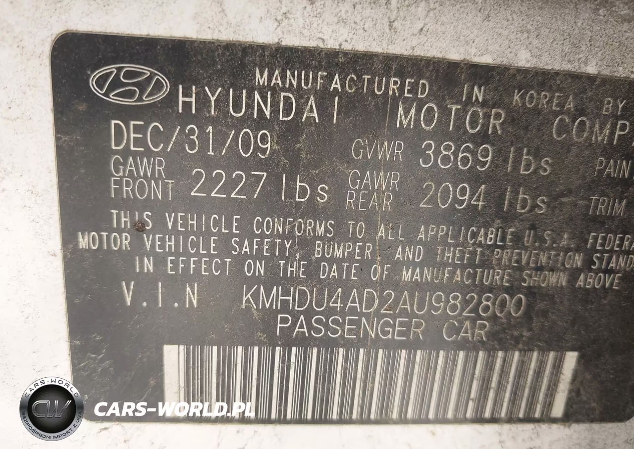 2010 Hyundai Elantra Gls VIN:KMHDU4AD2AU982800 - 9