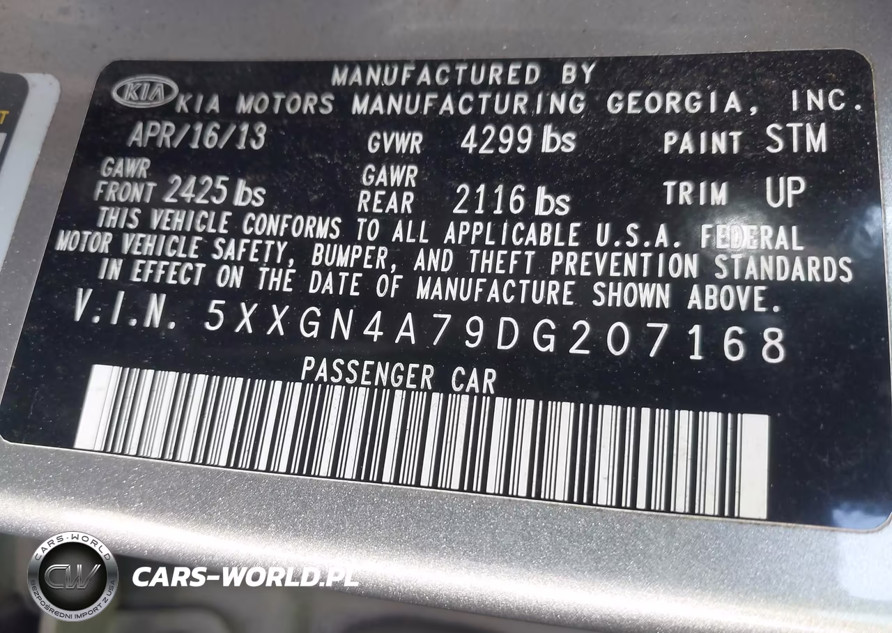 2013 Kia Optima Ex VIN:5XXGN4A79DG207168 - 9