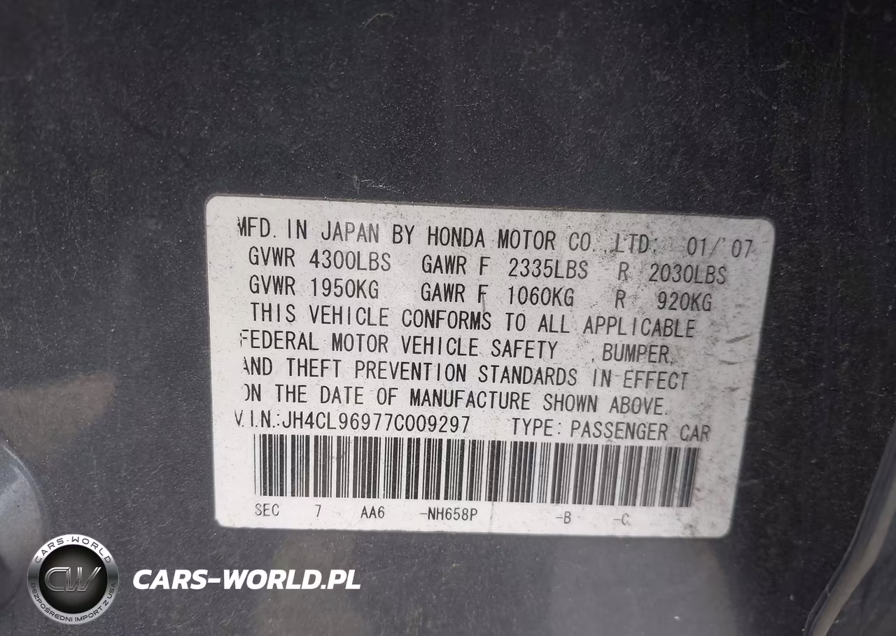 2007 Acura Tsx VIN:JH4CL96977C009297 - 9