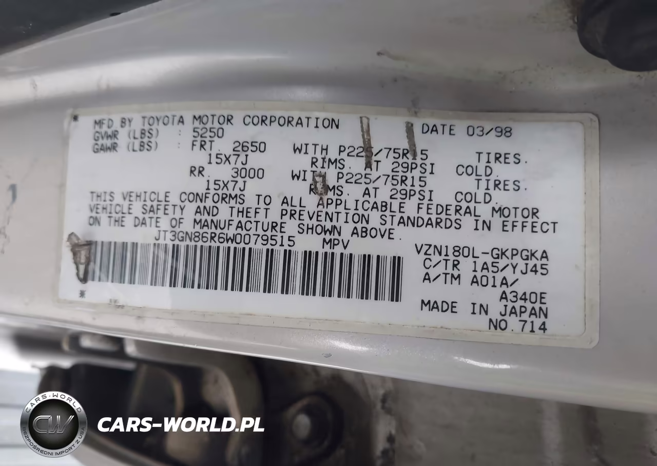 1998 Toyota 4Runner Sr5 V6 VIN:JT3GN86R6W0079515 - 9