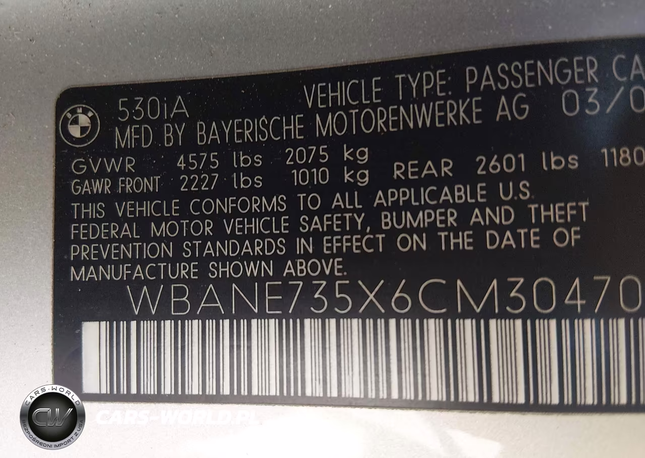 2006 BMW 530I VIN:WBANE735X6CM30470 - 9
