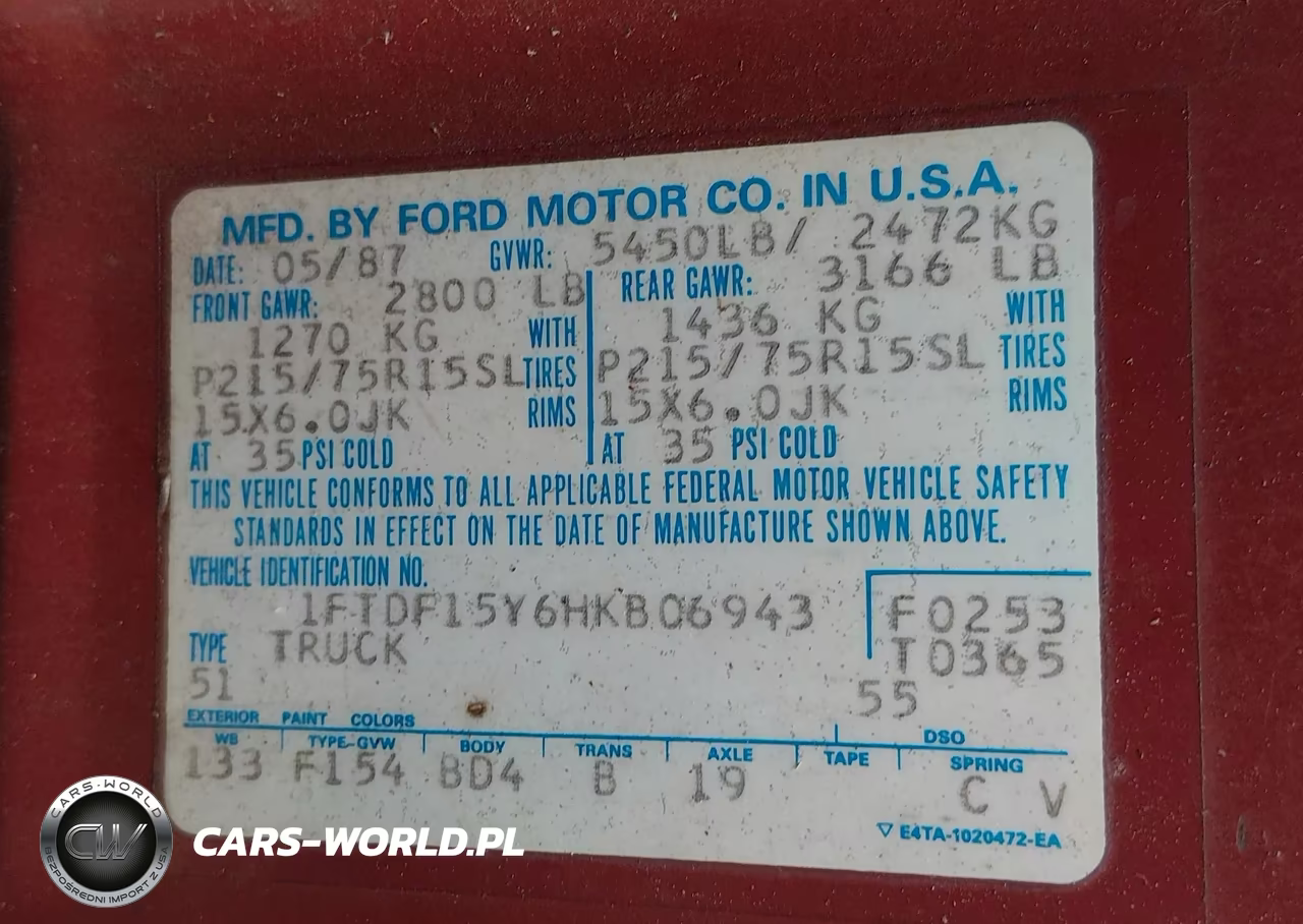 1987 Ford F150 VIN:1FTDF15Y6HKB06943 - 9