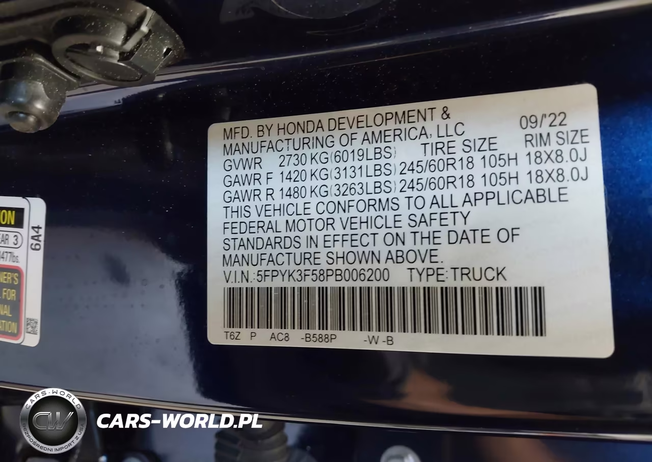 2023 Honda Ridgeline Rtl VIN:5FPYK3F58PB006200 - 9
