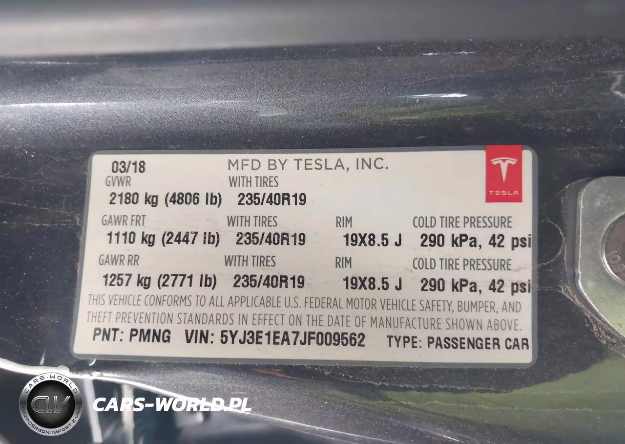 2018 Tesla Model 3 VIN:5YJ3E1EA7JF009562 - 9