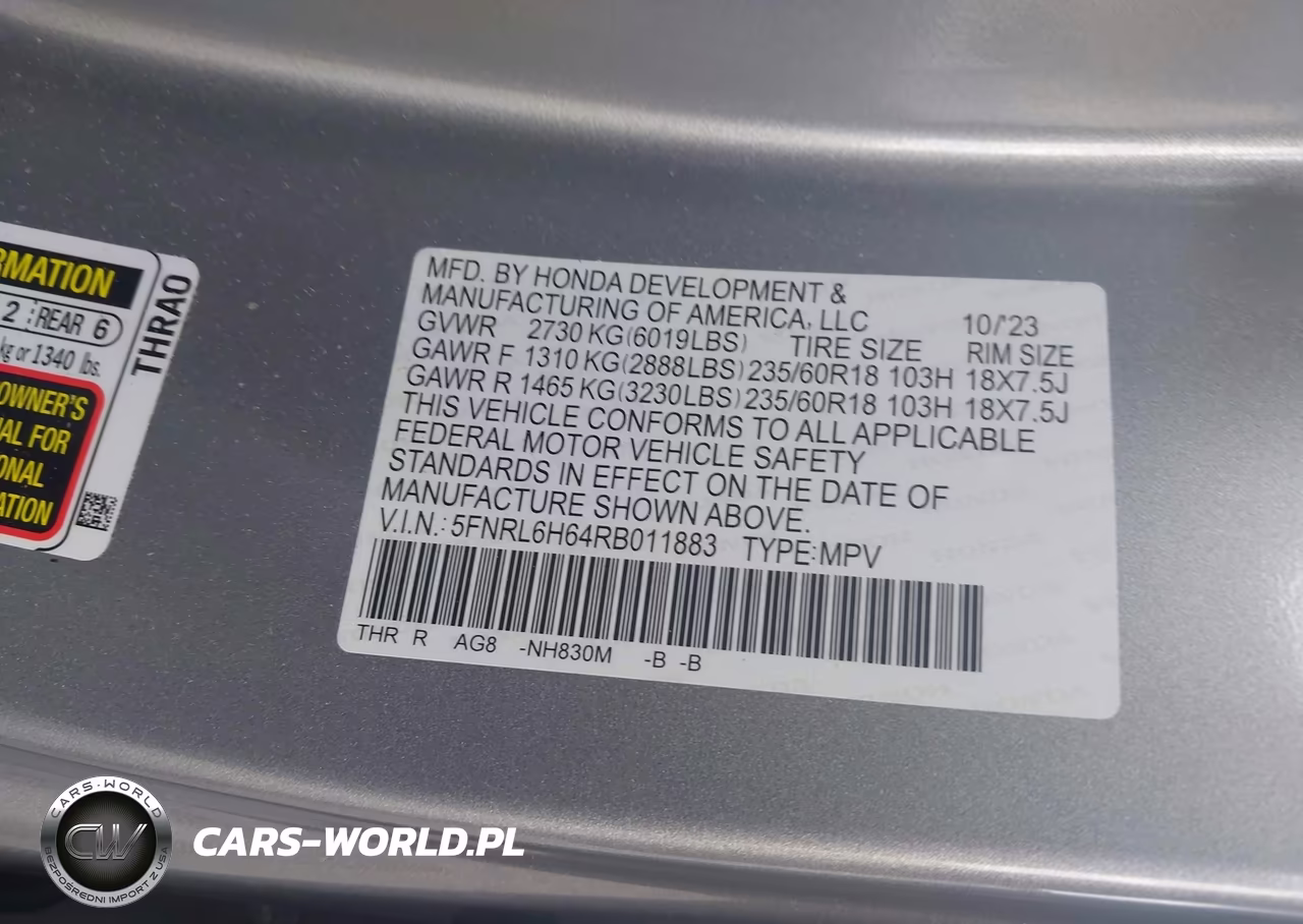 2024 Honda Odyssey Ex-L VIN:5FNRL6H64RB011883 - 9