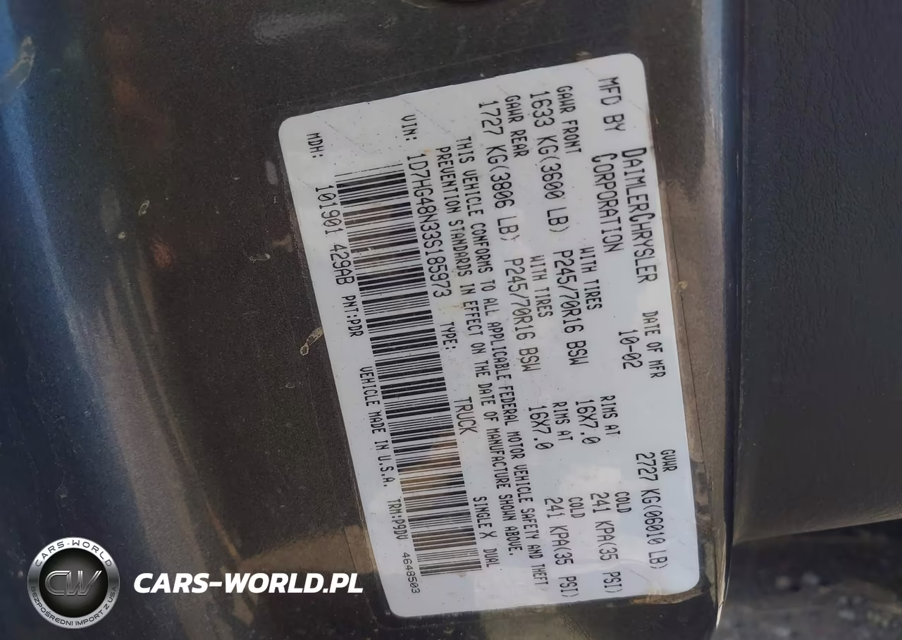 2003 Dodge Dakota Slt VIN:1D7HG48N33S185973 - 9