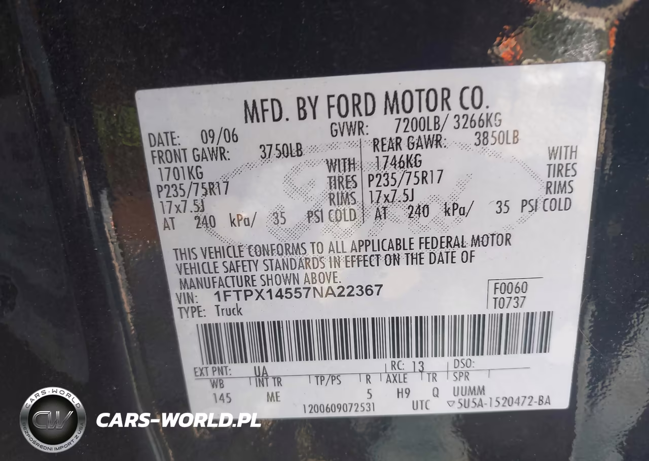 2007 Ford F-150 Fx4-Lariat-Xl-Xlt VIN:1FTPX14557NA22367 - 9