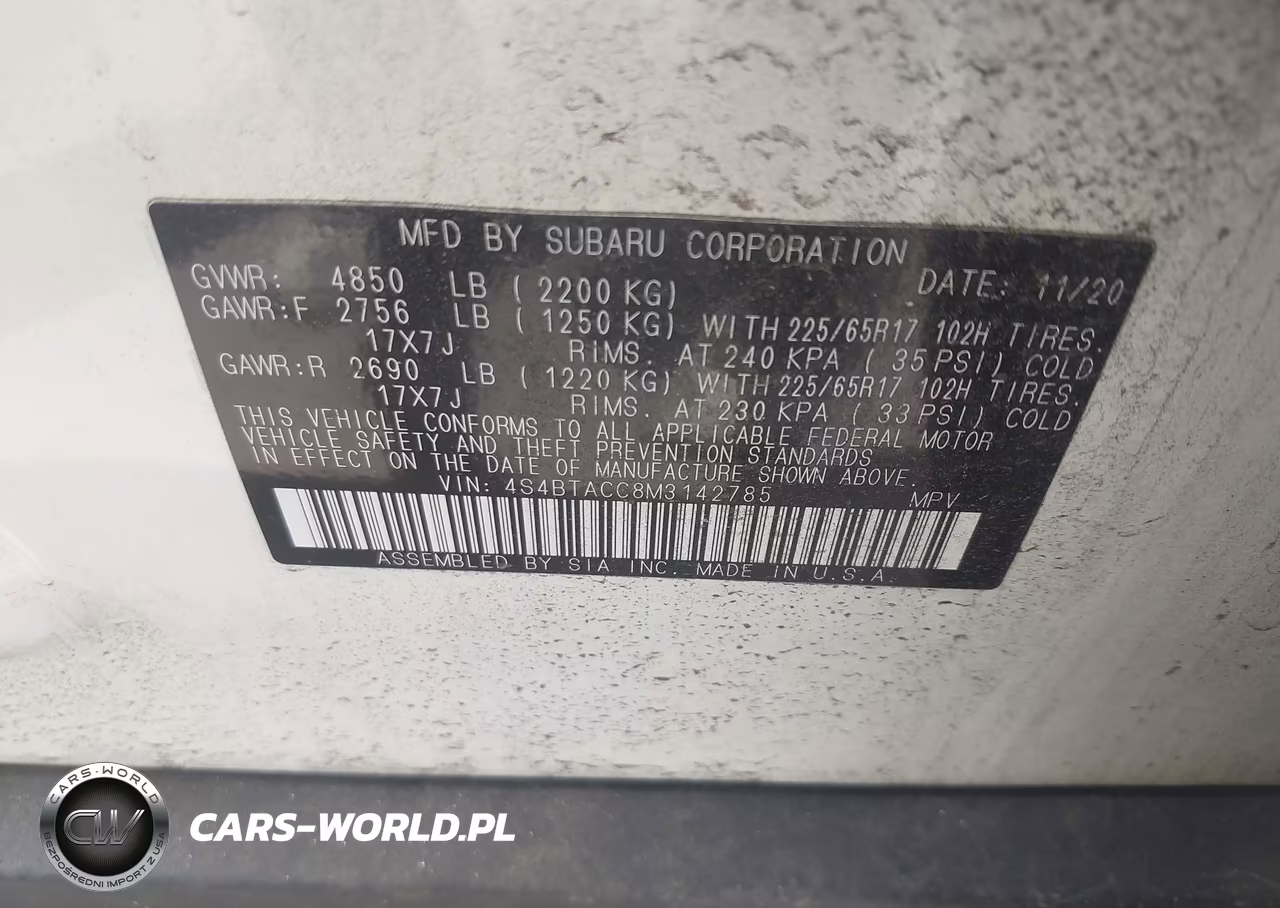 2021 Subaru Outback Premium VIN:4S4BTACC8M3142785 - 9