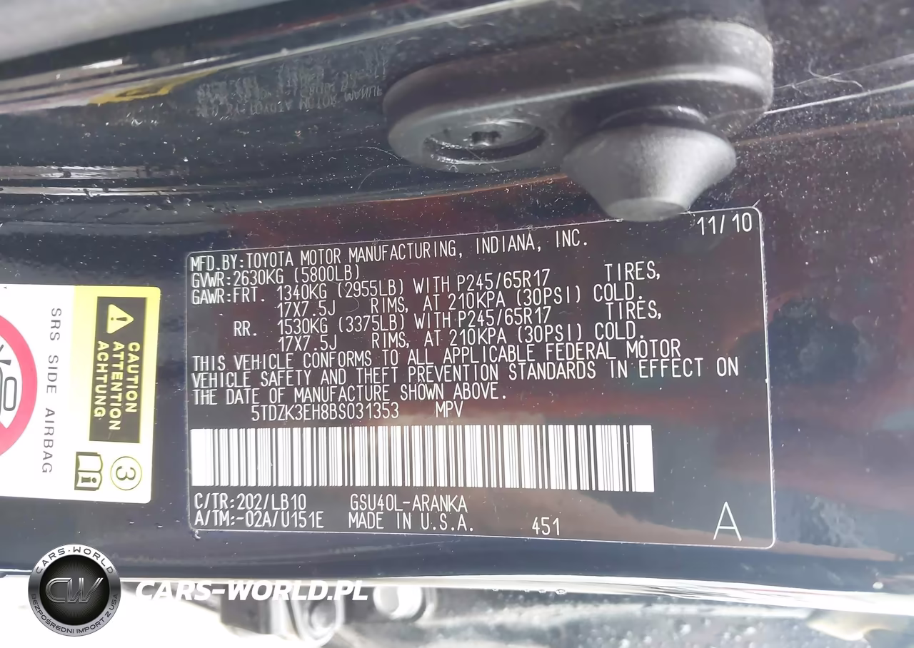 2011 Toyota Highlander Se V6 VIN:5TDZK3EH8BS031353 - 9