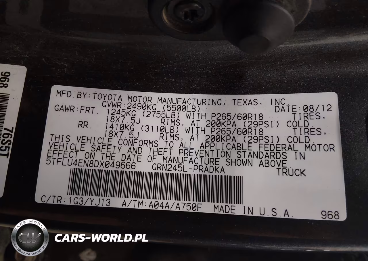 2013 Toyota Tacoma Base V6 VIN:5TFLU4EN8DX049666 - 9
