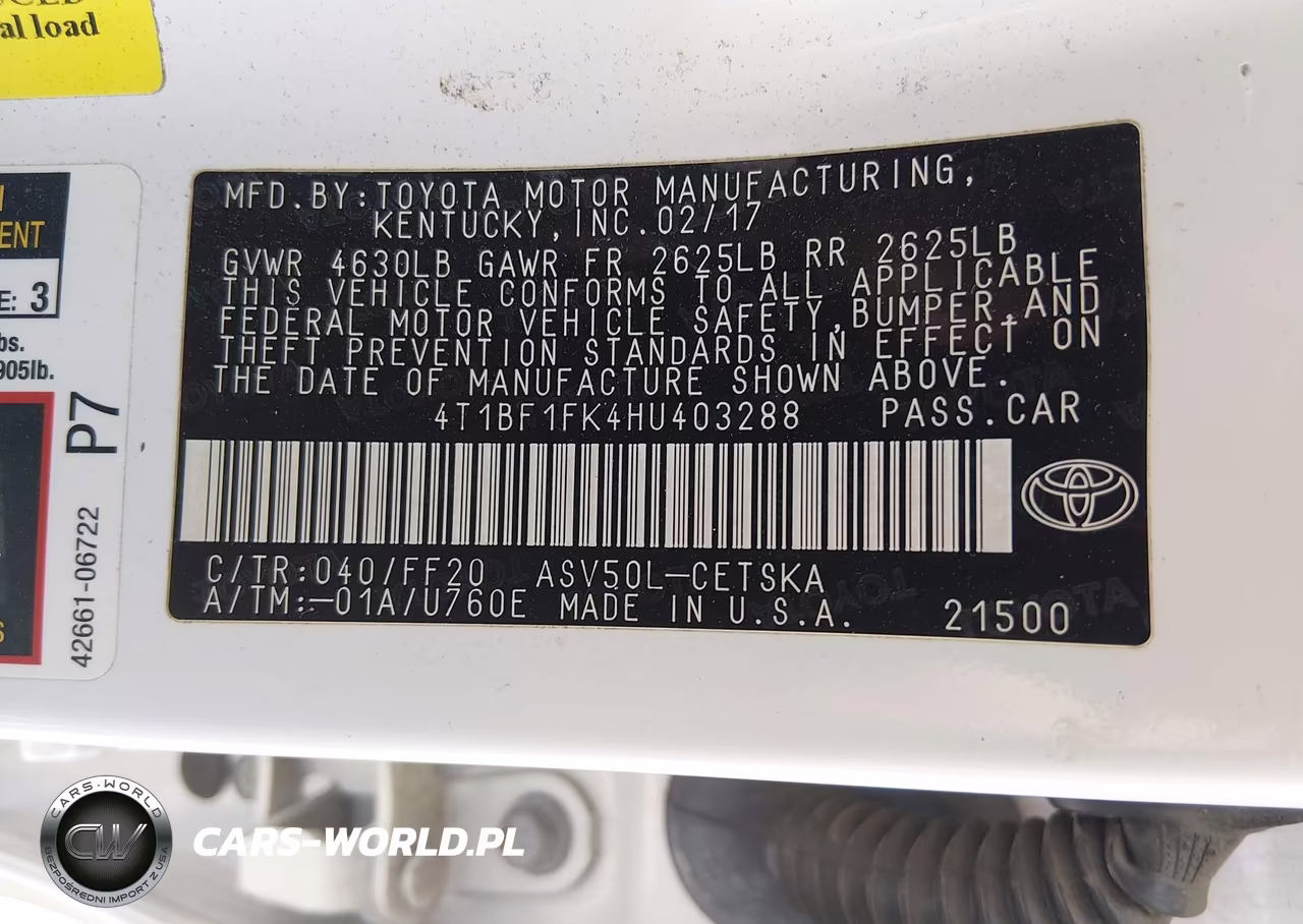 2017 Toyota Camry Se VIN:4T1BF1FK4HU403288 - 9