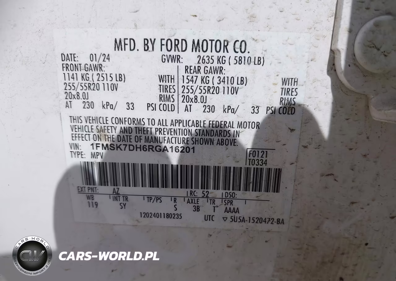 2024 Ford Explorer Xlt VIN:1FMSK7DH6RGA16201 - 9