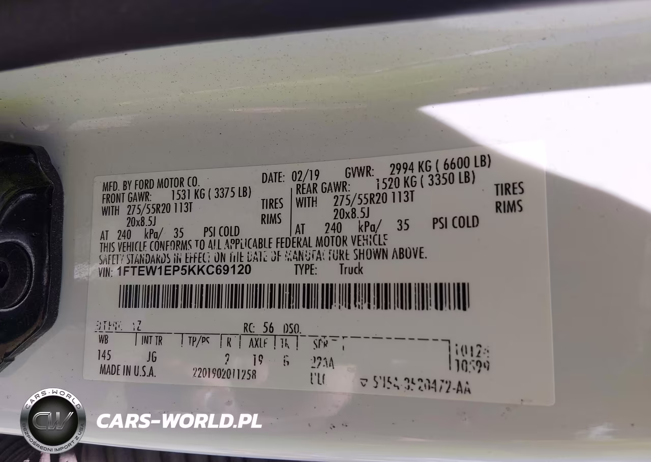 2019 Ford F-150 Xl VIN:1FTEW1EP5KKC69120 - 9
